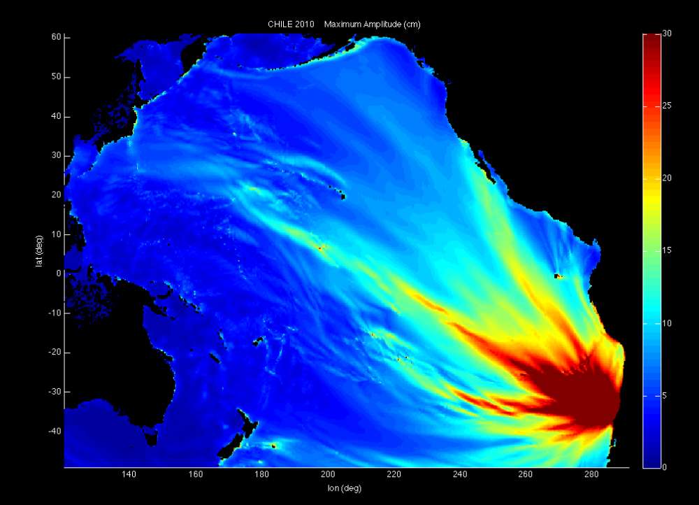 La producción de energía que generó el tsunami del terrmoto de Chile, en 2010.