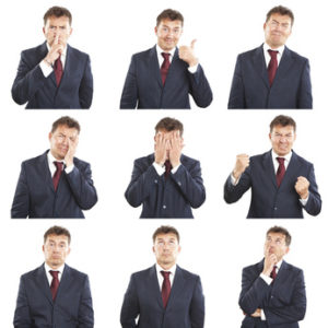 businessman face expressions composite isolated on white backgro