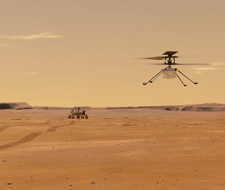 drone helicóptero en Marte