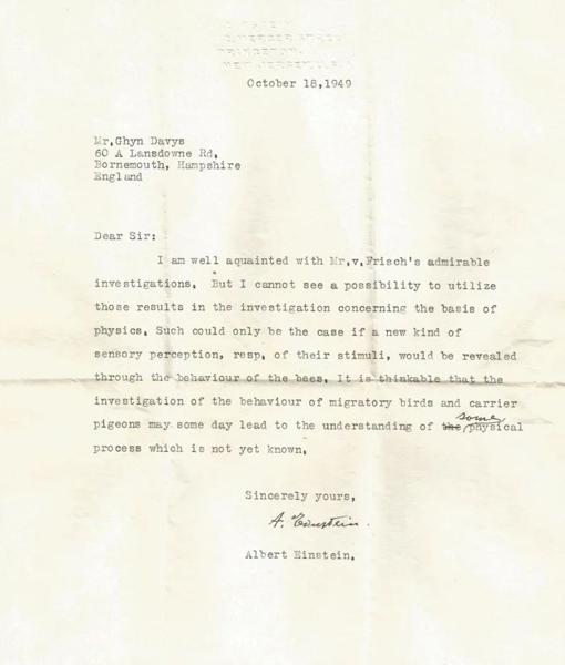Carta de Einstein sobre animales con supersentidos.