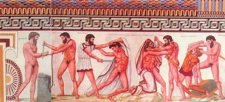 Algunas tradiciones romanas, como la lucha de gladiadores, proviene de los etruscos.