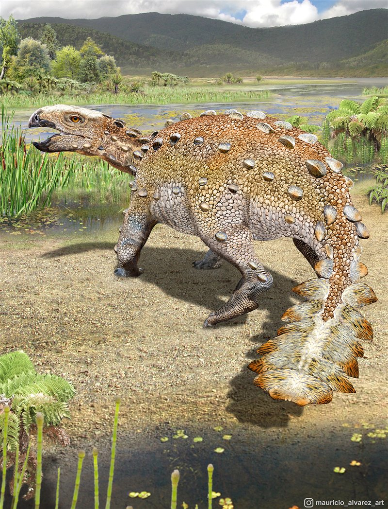 Esta es una ilustración del nuevo dinosaurio hallado en Chile.
