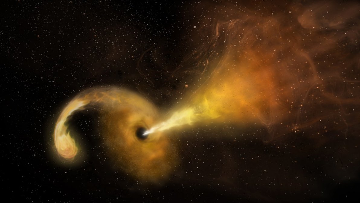 El eructo estelar de un agujero negro fue captado por astrónomos.