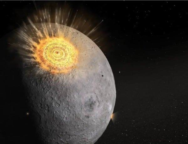 El asteroide que impactó la Luna generó un destello.