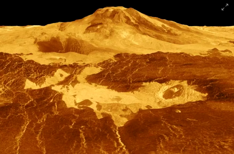 Esta es la imagen del enorme volcán activo en Venus.