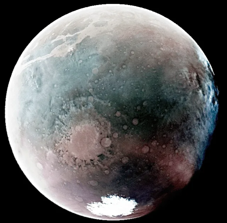 El planeta Marte en luz ultravioleta lo muestra así en invierno.