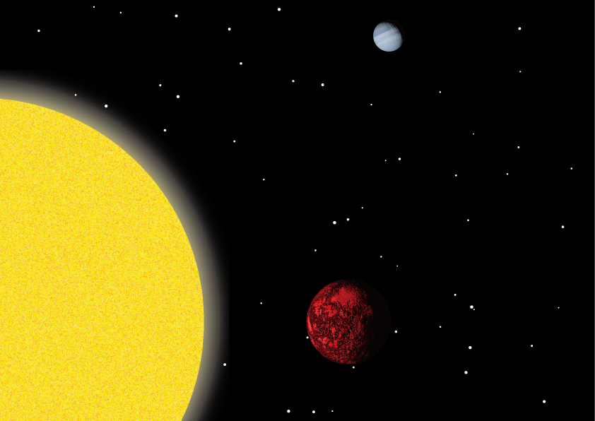 La representación muestra el planeta con densidad de plomo muy cerca de su sol.