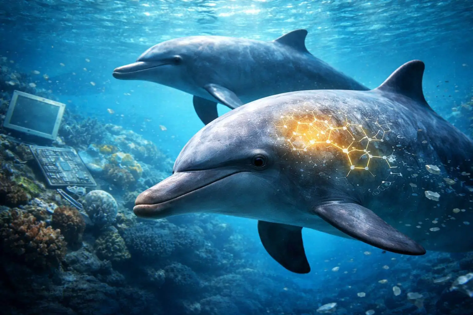 Se encontró desechos electrónicos en delfines.